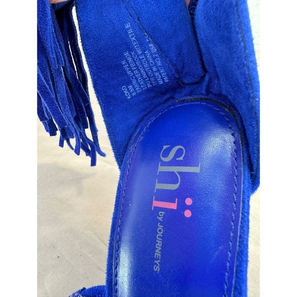 Shi by Journeys Womens KOKO Open Toe Fringe Sandal Heel Blue Size 8.5 M - Picture 8 of 11